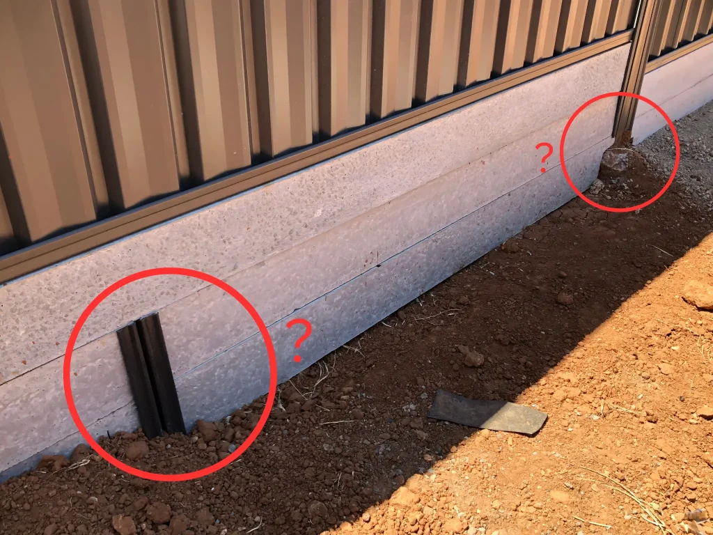 Horrible looking Good Neighbour fencing plinths Adelaide